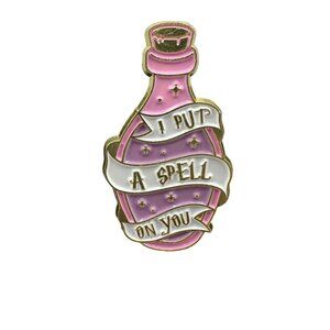 Pink Gold "I Put A Spell On You" Enamel Pin Potion Bottle Magic